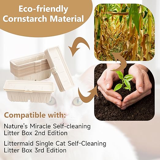 LUVCOSY 30 PCs Disposable Waste Receptacles with Charcoal Bags Compatible with Nature's Miracle Litter Box 2nd and Littermaid Litter Box 3rd, Disposable Cat Litter Trays (Machine NOT Included)