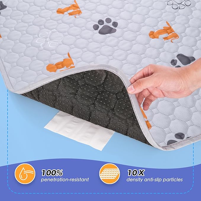 WanpeeGoo Washable Pee Pads for Dogs, 2 Pack Absorbent Reusable Training Dog Pads Pet Puppy Pads, Non-Slip Potty Pads for Whelping, Playpen, Crate, Bed, Orange, 34"x63"