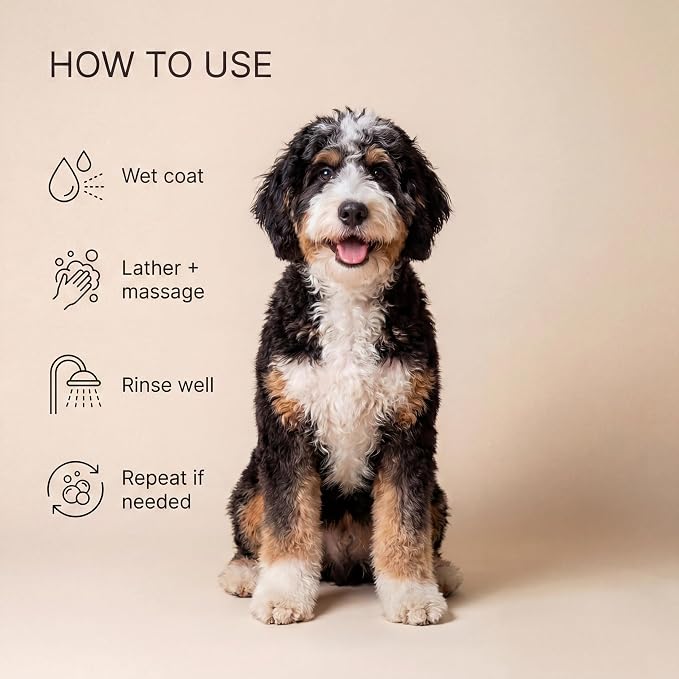 Hypoallergenic Dog Shampoo for Sensitive Skin & Puppies – Colloidal Oatmeal, Aloe Vera, Manuka Honey & Hyaluronic Acid, Moisturizing Itchy Skin Relief, Hydrating Coat Care, Deodorizing Formula, 16 oz