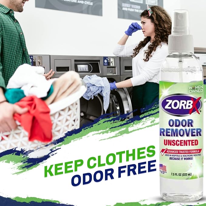 ZORBX Bundle of Odor Remover Sprays and Refill Solution - Perfect Solution for Funky and Foul Smells - All-Purpose Deodorizer Bundle - Includes 4 Odor Remover Sprays (7.5 Fl Oz) & Gallon (128 Fl Oz)