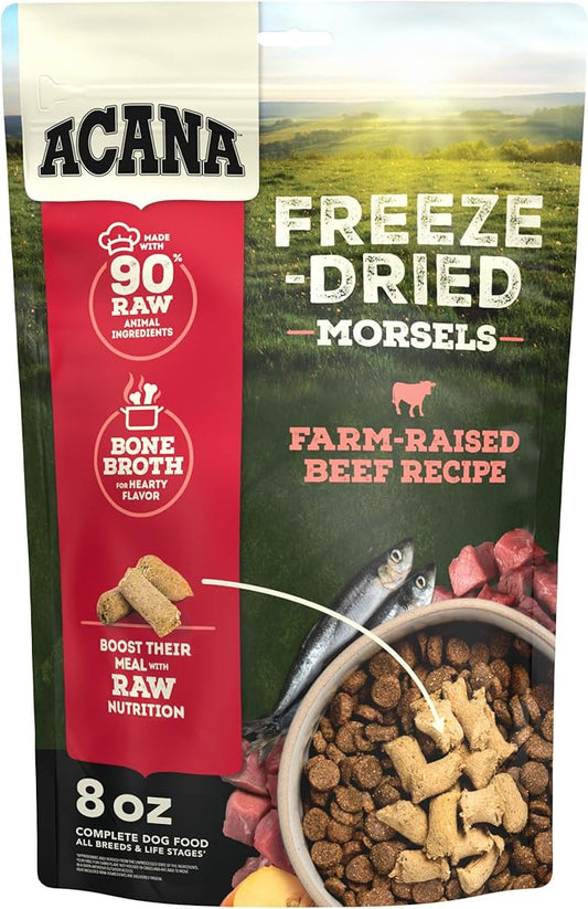 ACANA Grain-Free High Protein Freeze Dried Dog Food & Topper Free-Run Turkey Recipe Morsels 8oz Bag