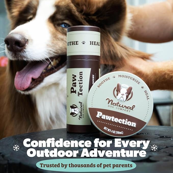 Natural Dog Company Pawtection Bundle with (1) 2 oz. Tin and (1) Travel Size Stick Healing Balm for Dogs