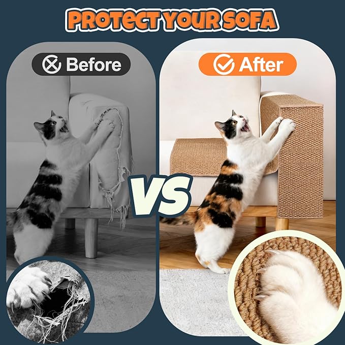 Cat Scratcher Couch Protector - Couch Corner & Armrest Protectors for Cats, Furniture Sofa Protector from Cat Claws Scratch