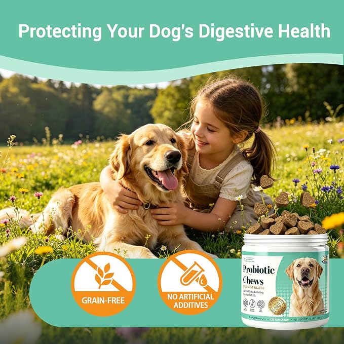 Probiotics for Dogs, Dog Probiotics for Digestive Health, Relieve Diarrhea, Promote Gut and Immune Health, Plus Pumpkin and Papaya, Promote a Balanced Gut Microbiome & Improve Coat Condition