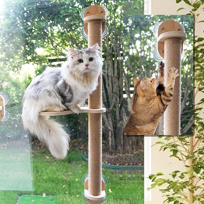 38.5in Scratching Post with Window Shelf Set - for Climbing, Sunbathing, Napping & Overlooking