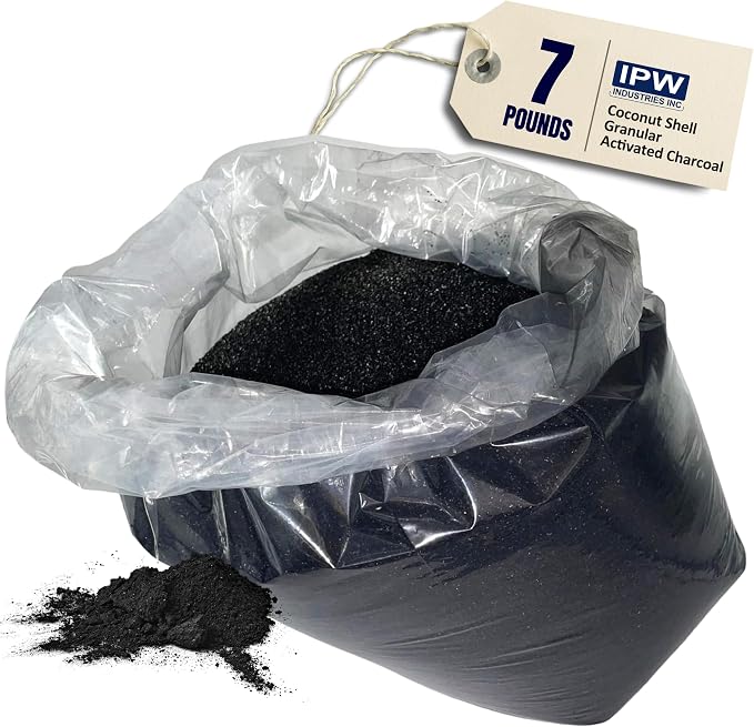 IPW Industries Bulk Activated Carbon - Coconut Shell Granular Activated Charcoal (GAC) for Water Filtration - Replacement Media for Pre and Post Carbon Water Filters (7 lbs)