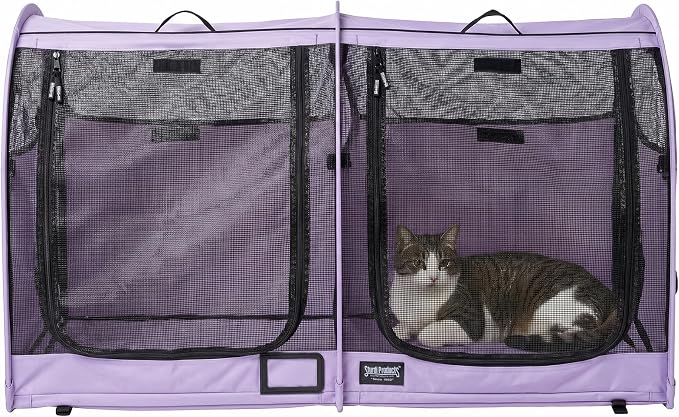 STURDI Small Cargo Pop-Up Pet Kennel, Double Compartment | Collapsible Travel Pet Crate for Cats & Dogs | Easy to Fold with Portable Carry Bag