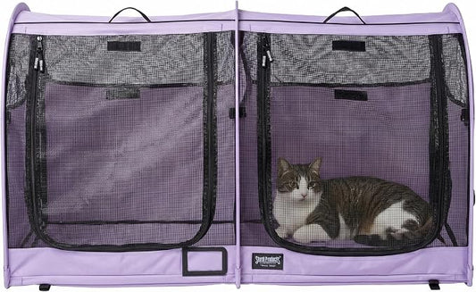 STURDI Small Cargo Pop-Up Pet Kennel, Double Compartment | Collapsible Travel Pet Crate for Cats & Dogs | Easy to Fold with Portable Carry Bag