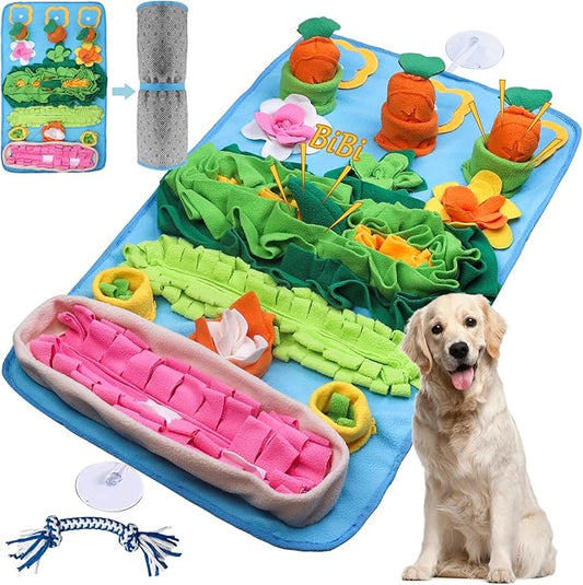 Snuffle Mat for Dogs – Extra Large 32'' x 20'', Washable Slow Feeder Dog Toy, Durable Interactive Dog Puzzle for Mental Stimulation & Nosework Training, with Anti-Slip Suction Cups