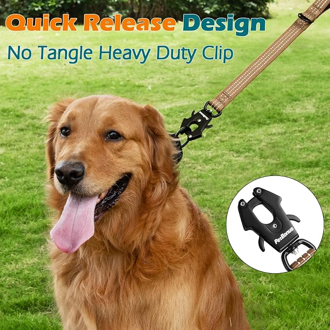 PetBonus Heavy Duty 24 Inch Short Dog Leash and 2-Pack Silicone Collapsible Dog Bowls