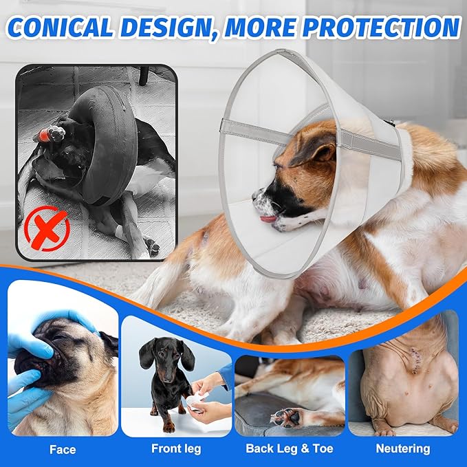 Breathable Mesh Dog Cone Collar for Surgery, Soft Elizabethan Recovery Alternative to Stop Licking,Pet Neck Collar for Large Medium Small Breeds, XL