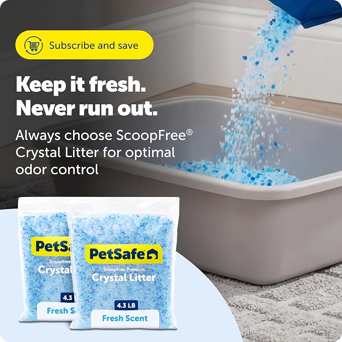 PetSafe ScoopFree 4.3 lb Bags (2 Pack) Premium Crystal Cat Litter - Outperforms Clay Litter - Refill Packs - Reusable Tray Compatible - Fresh Scent
