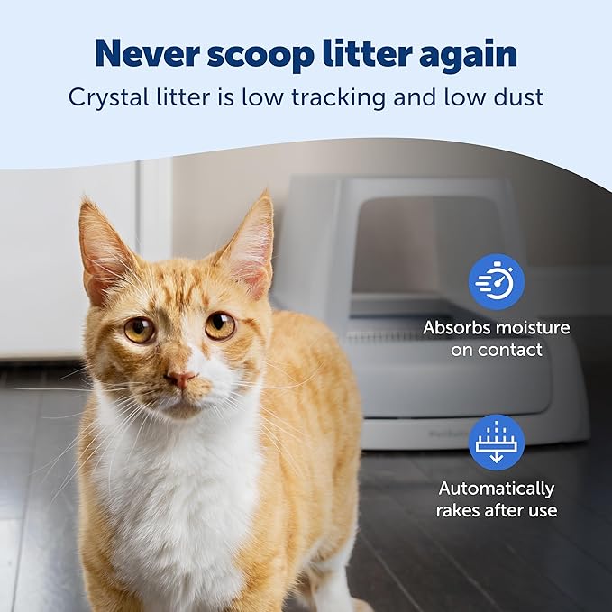 PetSafe ScoopFree Crystal Pro Legacy Self-Cleaning Automatic Cat Litter Box - Front-Entry Motion-Sensing Cat Box with Integrated Health Counter - Includes 1 Disposable Crystal Litter Tray