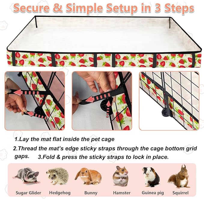 Guinea Pig Cage Liner，Washable Waterproof Oxford Cloth Cage Liners for Small Animals,Hamster Chinchilla Hedgehog Rabbit and Other Small Animals Not Include Cage(36x72 inches)