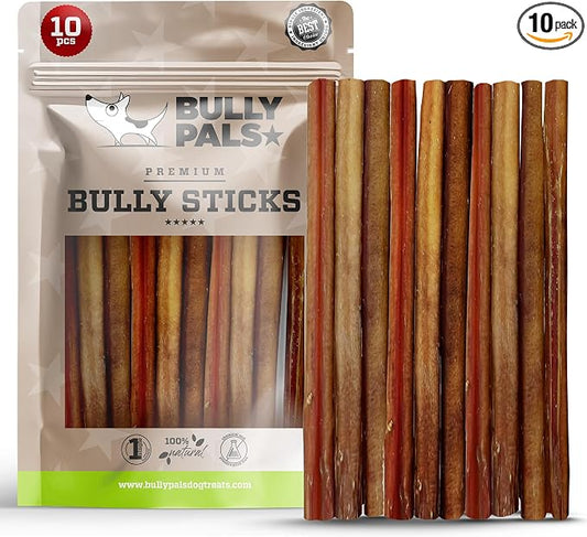 6 inch Standard Bully Sticks for Small to Medium Dogs (10 Pack) - All Natural Dog Bones & Dental Chews, Long Lasting Pizzle Sticks, Easily Digestible, Rawhide Free Beef Dog Treats