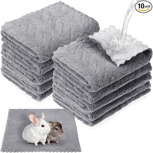 VitalCozy 10 Pcs Guinea Pig Cage Liners Washable Rat Bedding for Guinea Pigs Controlling Absorbent Waterproof Pee Pads Blanket for Rabbits Hamster Small Animal Chinchilla (Wheat,12x12 Inch,Gray)