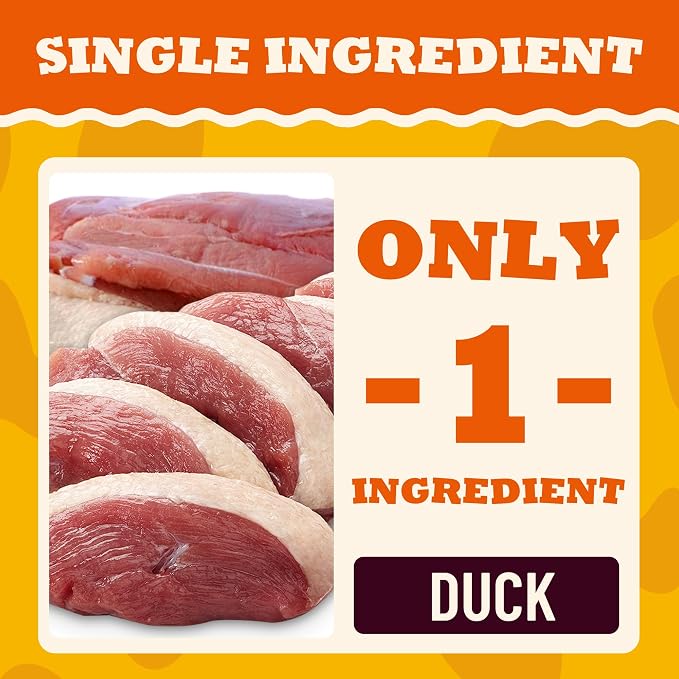 Freeze Dried Dog Treats, Single Ingredient Duck Breast Slices, Healthy Dog Treats for Medium & Large Dogs, Human Grade, Low Calorie, Grain Free Training Snacks for Dogs - 6.7oz
