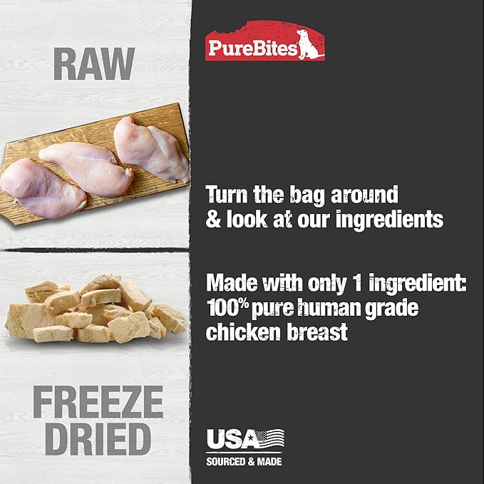 PureBites Chicken Freeze Dried Dog Treats, 1 Ingredient, Made in USA, 28 Ounces (Pack of 1)