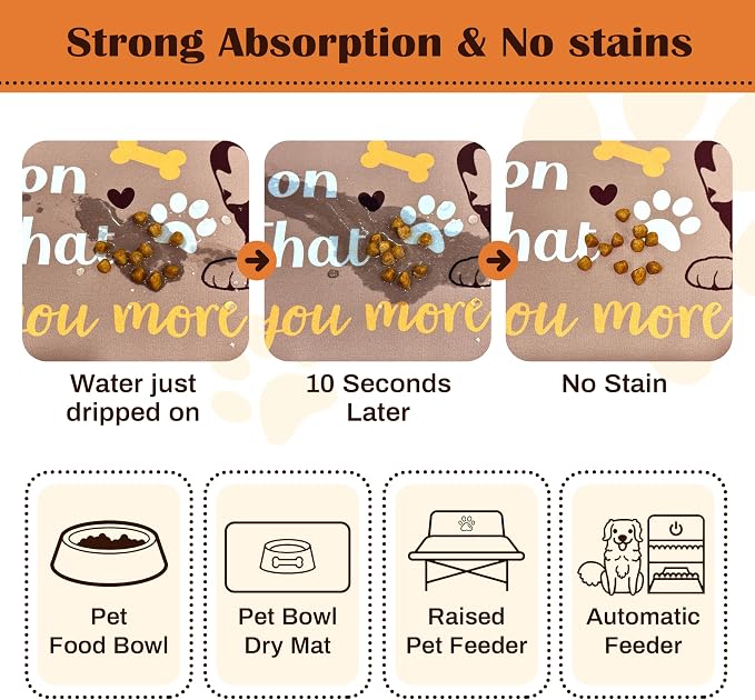 Pet Feeding Mat for Floors Waterproof Dog Mat for Food and Water Absorbent Quick Dry Non Slip mat for Cat Bowls