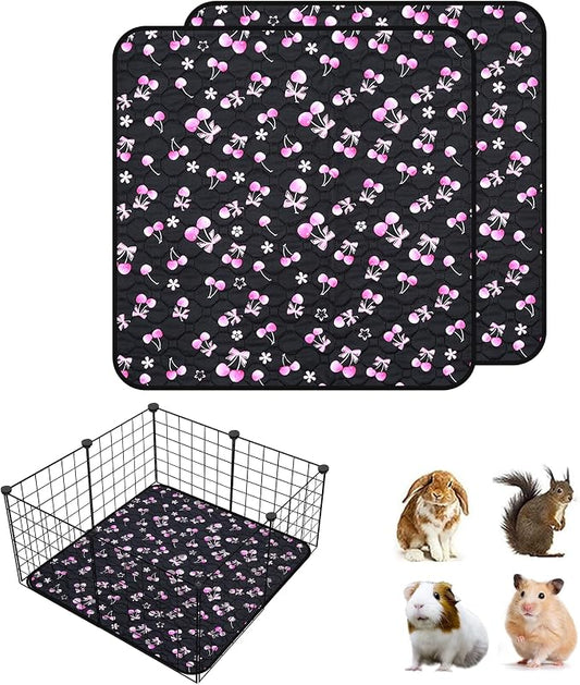 2 Pack Waterproof Guinea Pig Cage Liner, 28" x 28" Washable Reusable Guinea Pig Liner, Super Absorbent Leak-Proof Pet Pee Pad Mats for Guinea Pigs Rabbit Chinchilla Bunny Hamster