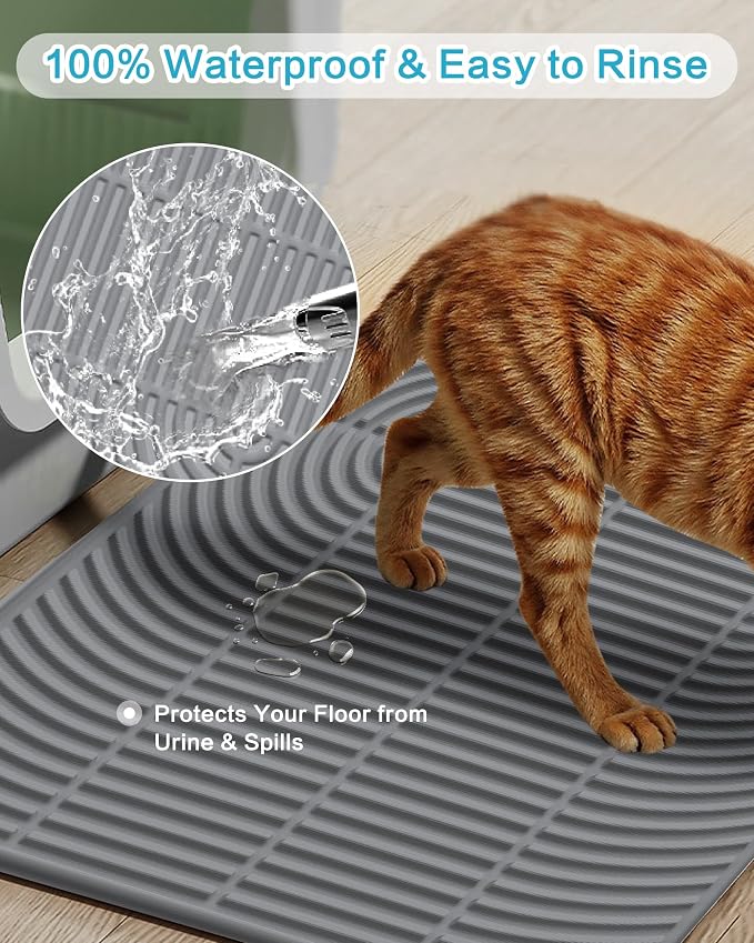 Silicone Cat Litter Mat XL, 47'' x 35'', Extra Large Waterproof Trapping Mat for Litter Box, Easy Clean & Non-Slip