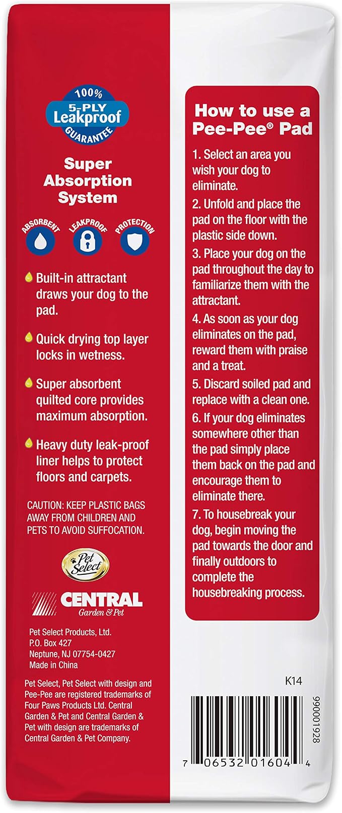 Four Paws Pet Select Pee Pee Pads for Dogs and Puppies 14 Count Standard 22" x 23"