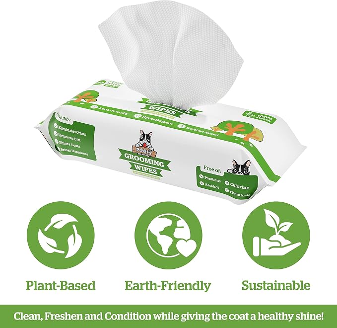 Pogi's 300 Dog Poop Bags w/Handles and 100 Plant-based Green Tea Leaf Scented Grooming Wipes Bundle