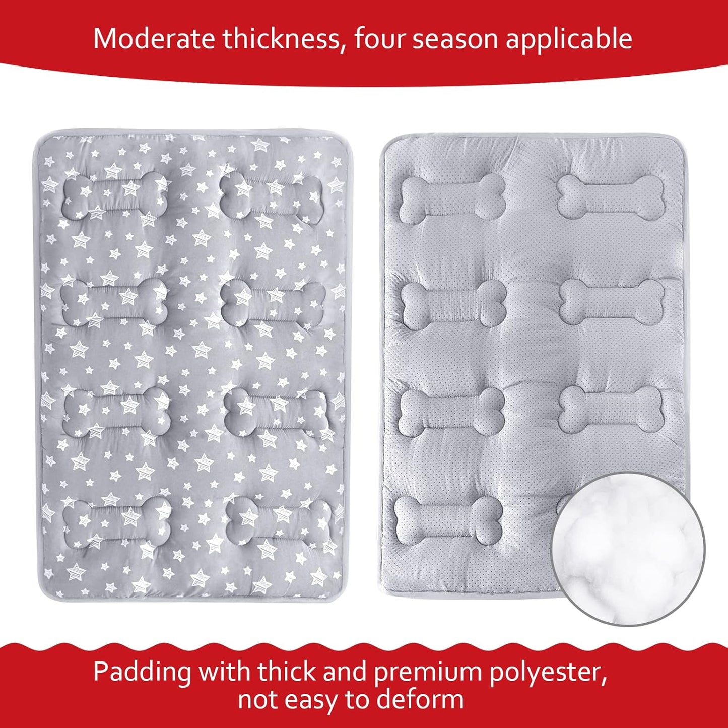 Dog Crate Mat (30" X 19"), Soft Dog Bed Mat with Cute Prints, Personalized Crate Pad, Anti-Slip Bottom, Machine Washable Kennel Pad