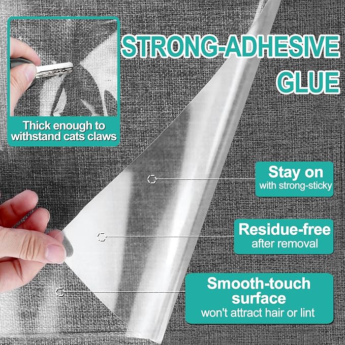 190"x17" Heavy Duty Anti Cat Scratch Furniture Protector, Flexible Couch Corner Protector from Cats Claws, Single-Sided Self Adhesive Cat Scratch Deterrent Tape