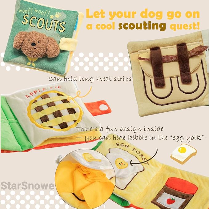 StarSnowe×Cute Dog Enrichment Toys,Squeaky Snuffle Book Series,Interactive Sniff Mat for Mental Stimulation & Slow Feeding,Treat Puzzle Toys for Puppy,Crinkle Gifts (Blue - Birthday)