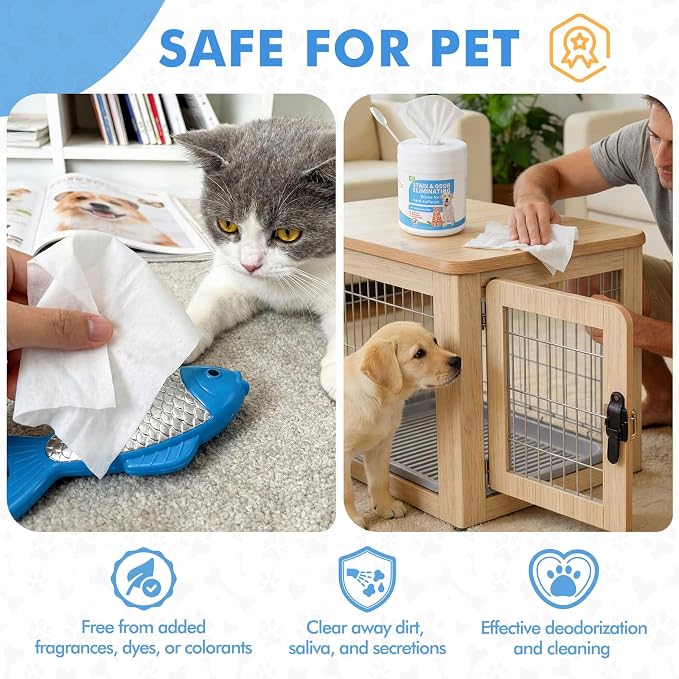 2 Pack/ 320 Count Litter Box Scrubbing Wipes, Cat Litter Box Cleaning Wipes, Unscented Cleaner & Deodorizer Canister Pet Urine Floor Cleaner Wipe for Kennels Pet Cleaning Supplies