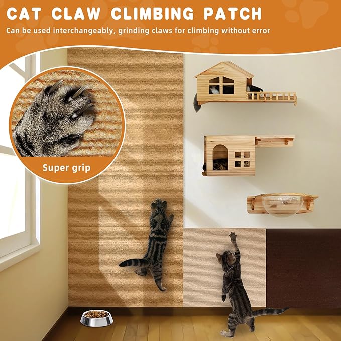 2pack Cat Scratch Couch Furniture and Wall Protector | Adhesive Cat Scratch Pad for Covering Cat Tower, DIY Climbing Cat Scratcher Couch Protector from Cat Claws Scratching (Beige)