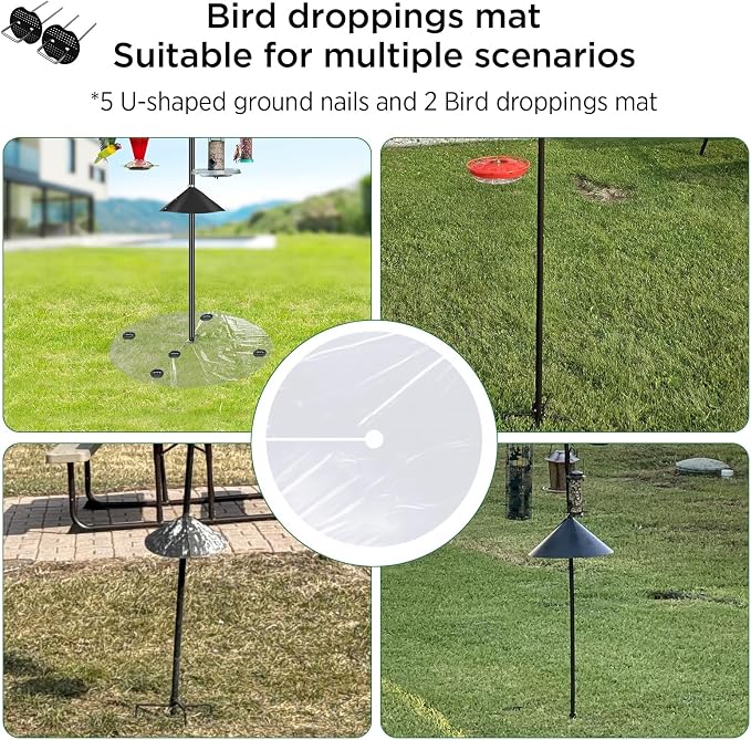 2 PCS 47.24 Inch Clear Bird Seed Catcher for Pole - Invisible Outdoor Mat for Under Bird Feeder, Bird Feeder Seed Catcher Tray for Ground, Lawn Protector for Garden Patio
