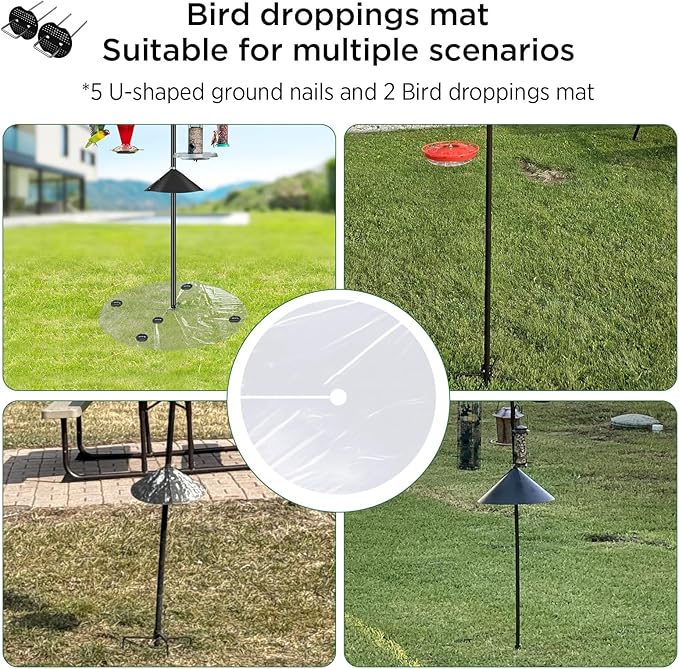 2 PCS 47.24 Inch Round Bird Seed Catcher for Pole - Clear PE Outdoor Mat for Under Bird Feeder, Lawn Protector, Waterproof Tear-Resistant Tray, Fits Shepherd Hooks/Bird Poles