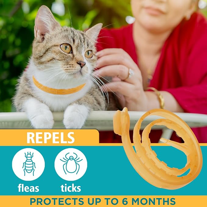 Only Natural Pet EasyDefense Flea & Tick Cat Collar - Feline Flea Collars Biting Insect Control - Pet Care that Protects up to 3 Months - for Cats (2 Pack)