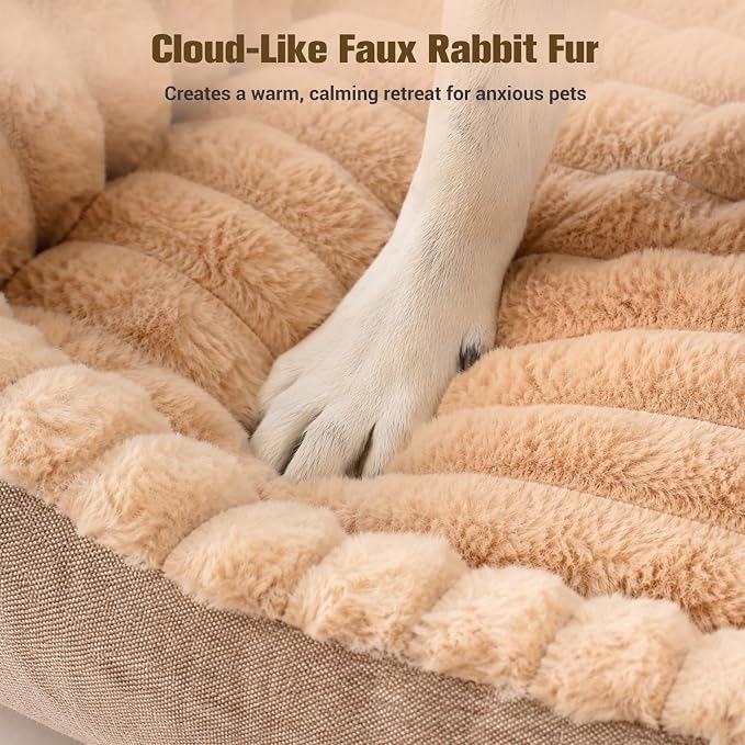 Avont Supportive Dog Bed for Small Medium Dogs, Plush Foam Fill, Camel | Removable Machine Washable Cover, Low 5.12" Entry for Pups & Seniors, 7:3 Foam-PP, Non-slip Bottom, Hidden Chew-proof Zippers