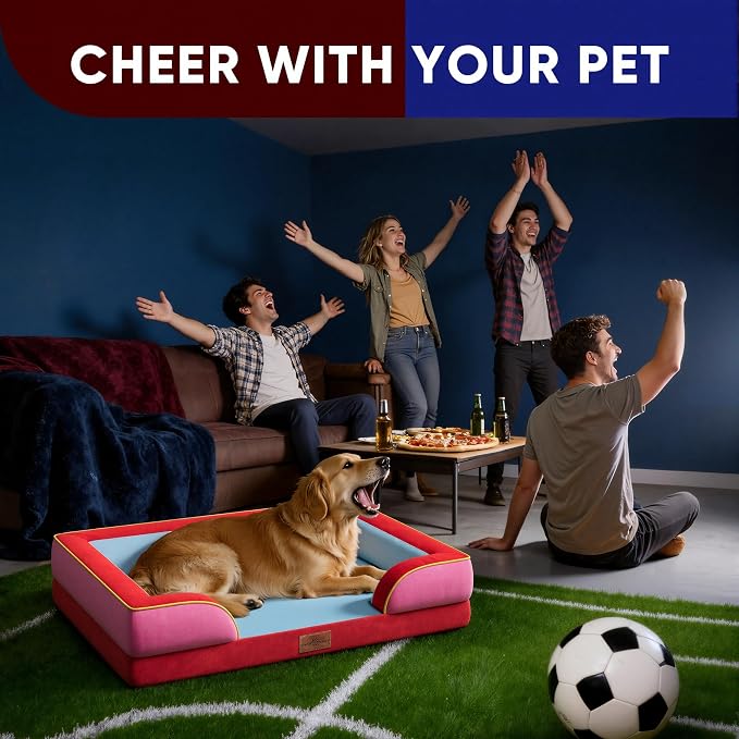 Comfort Expression Orthopedic Dog Bed for Large Dogs 36x27 Inch, Waterproof Egg Crate Foam Large Pet Bed with Bolsters, Dog Couch with Washable Cover & Non-Slip Bottom, Los Angeles