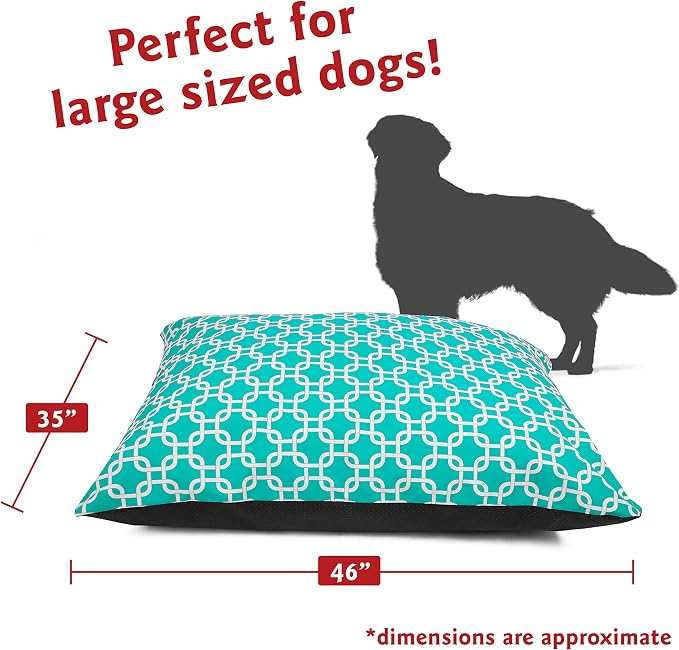 Majestic Pet Large Rectangle Dog Bed Washable Non Slip Comfy Pillow Bed Super Value 46 x 35 Inch Teal