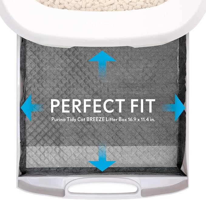 Paw Inspired Cat Pads, Generic Refills for Tidy Cats Breeze Litter Box System, Disposable Kitty Litter Liners for Easy Cleaning, Super Absorbent Pee Pads, 16.9 x 11.4 Inch (Carbon, 80 Count)