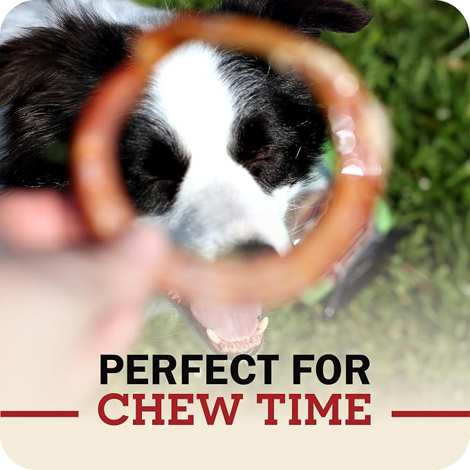 Redbarn Pet Products All-Natural 4" Bully Stick Rings for Dogs - Premium Grain-Free & Rawhide-Free Single Ingredient Long Lasting Low Odor Dental Treat for Chewers - 3 Count