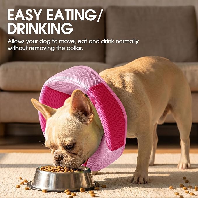 Dog Cone - Soft Cone for Dogs to Stop Licking, Pet E-Collar Alternative After Surgery, Adjustable Pet Recovery Collar for Wound Healing, Pink Large
