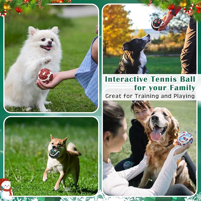 Seenelling 36 Pcs Dog Squeaky Tennis Balls 2.5 Inch Interactive Balls for Small Medium Large Dogs Teething Chew Toys for Throwing Fetch Exercise Playing Outdoor 6 Style(Snowman)