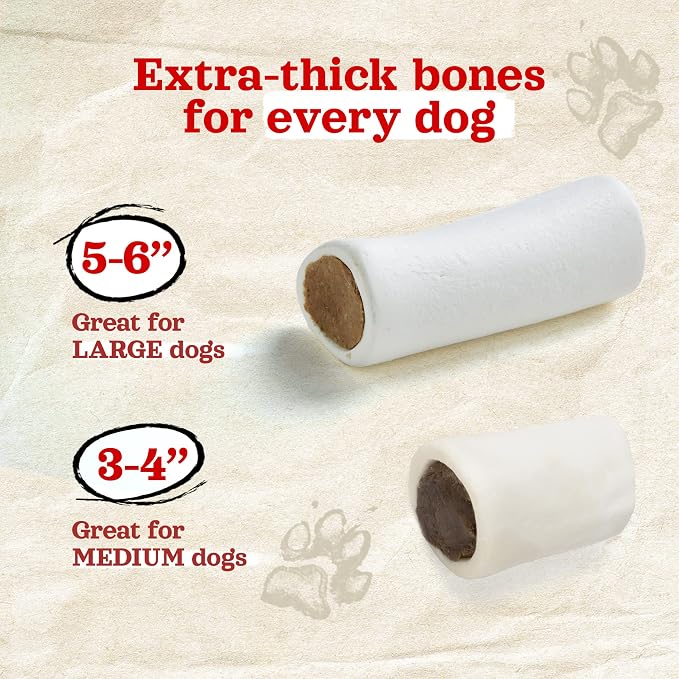 Natural Farm Peanut Butter Filled Bones (3-4 Inch, 6 Count), Limited Ingredient, Natural Stuffed Dental Dog Bone Treats for Dogs, Made with Real Beef