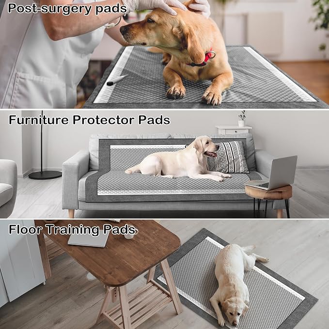 MIZOK Puppy Pads 23x24in Charcoal Dog Pads Super Absorbent Odor Eliminating Leak-Proof, Wee Wee Pads with Activated Carbon for Puppies and Small Dogs, Disposable (50 Count)
