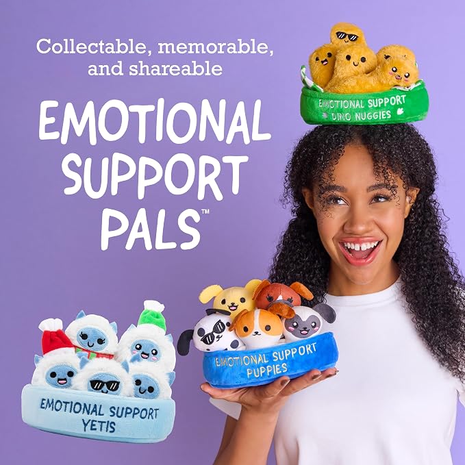 Emotional Support Puppies by Relatable, Cuddly Stuffed Animals, Plushies, and Cute Stuff, Great Gift Ideas for Loved Ones of All Ages, Includes 5 Plushies with Carrying Basket