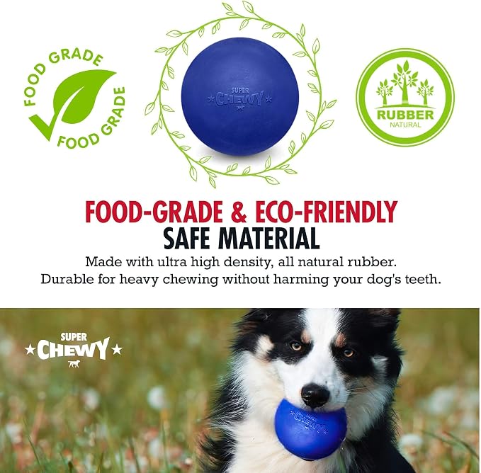 Tuff Pupper SuperChewy Durable Rubber Dog Ball and Rubber Durable Ring Dog Toy Bundle
