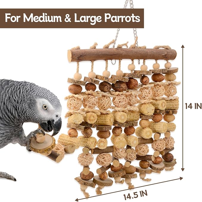 Parrot Toys for Large Birds, Natural Macaws Bird Toys, Bird Cage Accessories
