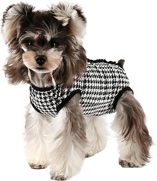 Etdane Dog Diapers Sanitary Panties Physiological Period Shirts Surgical Recovery Suits for Male and Female Dogs Plover Plaid Small