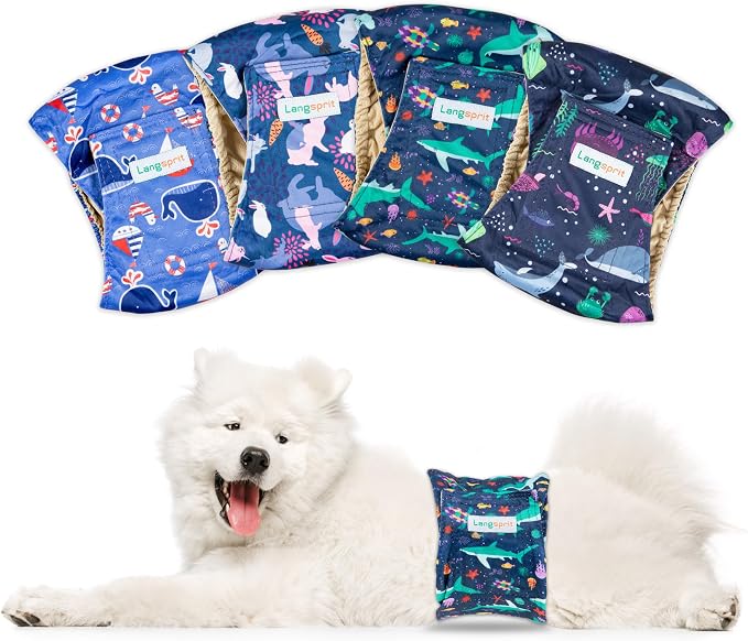 Male Dogs Diapers Belly Bands(4Pack), Washable Reusable Male Boy Doggy Wraps Panties for Doggie Puppy Pooping Potty Training Incontinence Marking Pañal para Perro Small