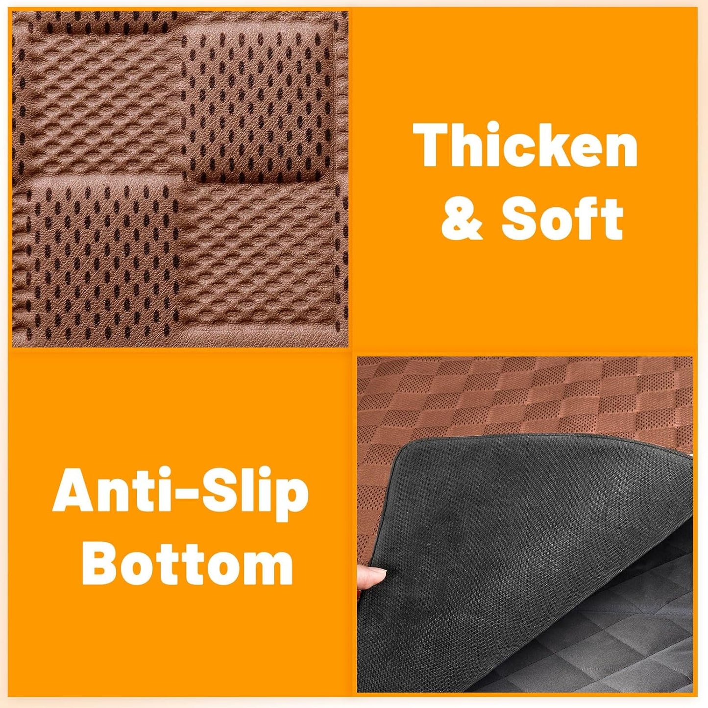 Non-Slip Pet Bed Mat for Back Seat Extender, Hair Resistant Dog Blanket for Hard Bottom Dog Car Seat Cover, Anti Slip Pet Linner Backseat Cover Brown Plaid